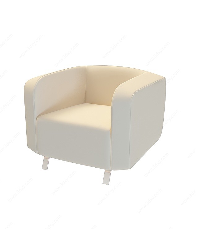 现代软包单人沙发3D模型