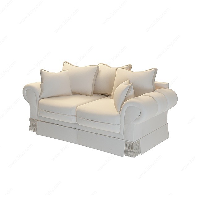 简欧布艺双人沙发3D模型