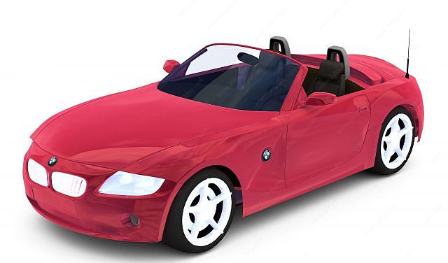 红色宝马敞篷车3D模型