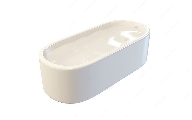 椭圆无裙边普通浴缸3D模型
