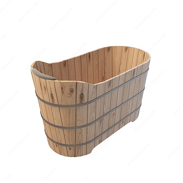 古式木桶浴桶3D模型