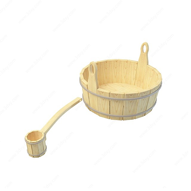 木桶浴缸3D模型