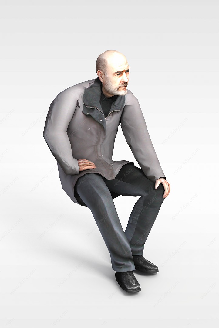 秃顶男人3D模型