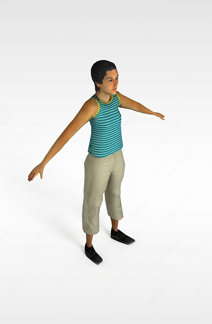 瘦小女人3D模型