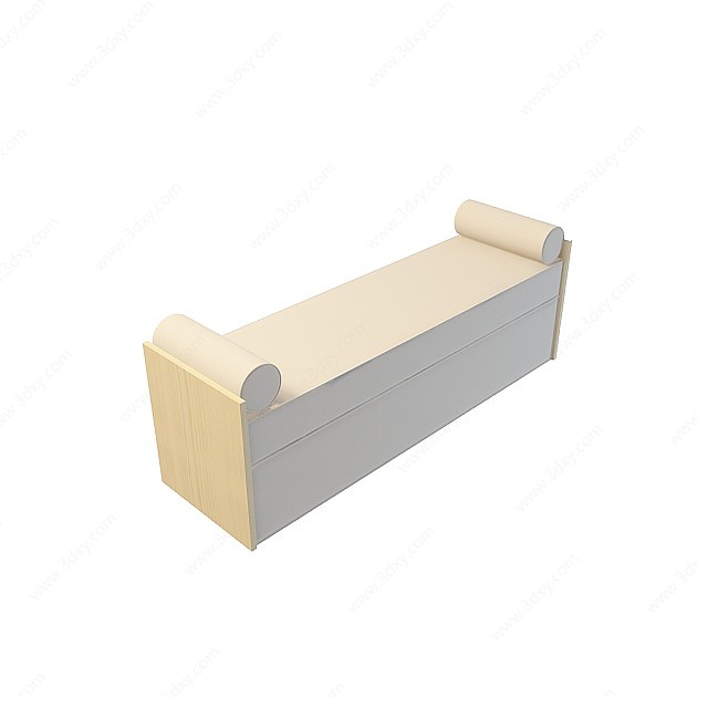 中式床尾凳3D模型
