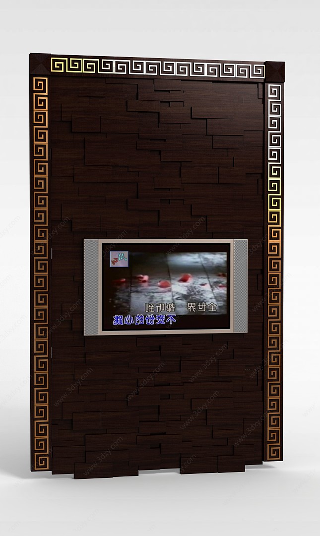 中式电视墙3D模型