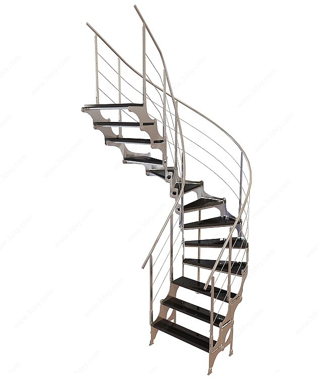 不锈钢扶手梯3D模型
