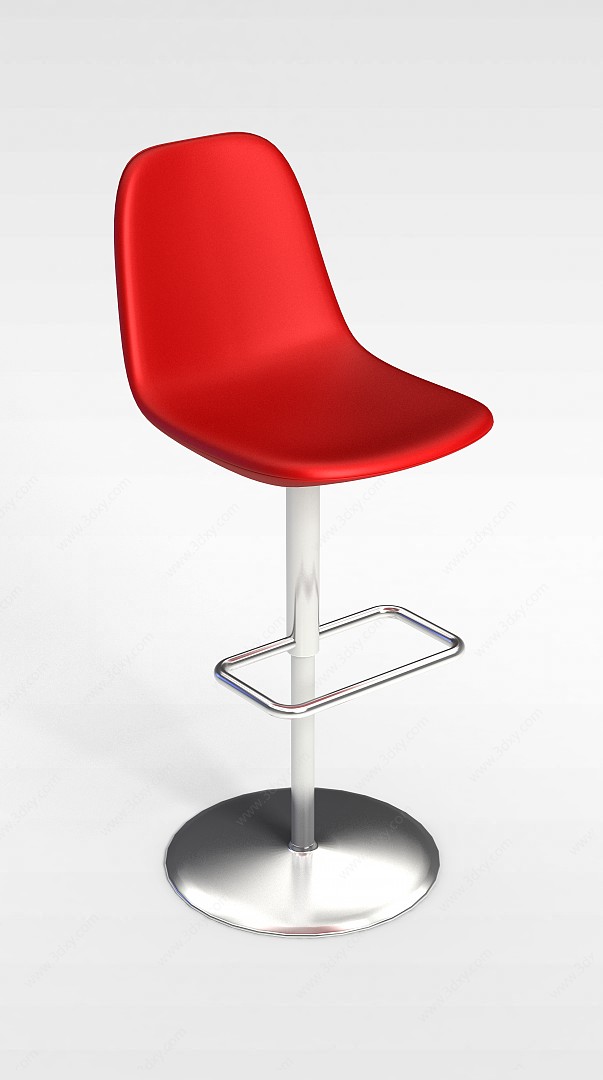 红色小吧台椅3D模型
