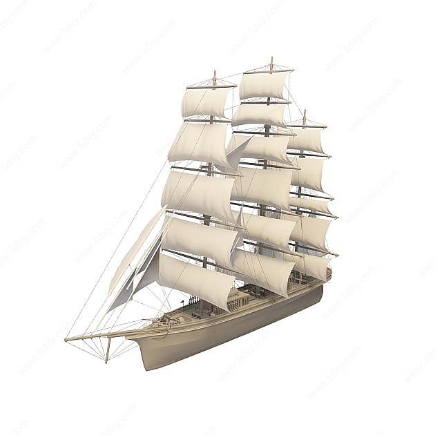 多帆帆船3D模型