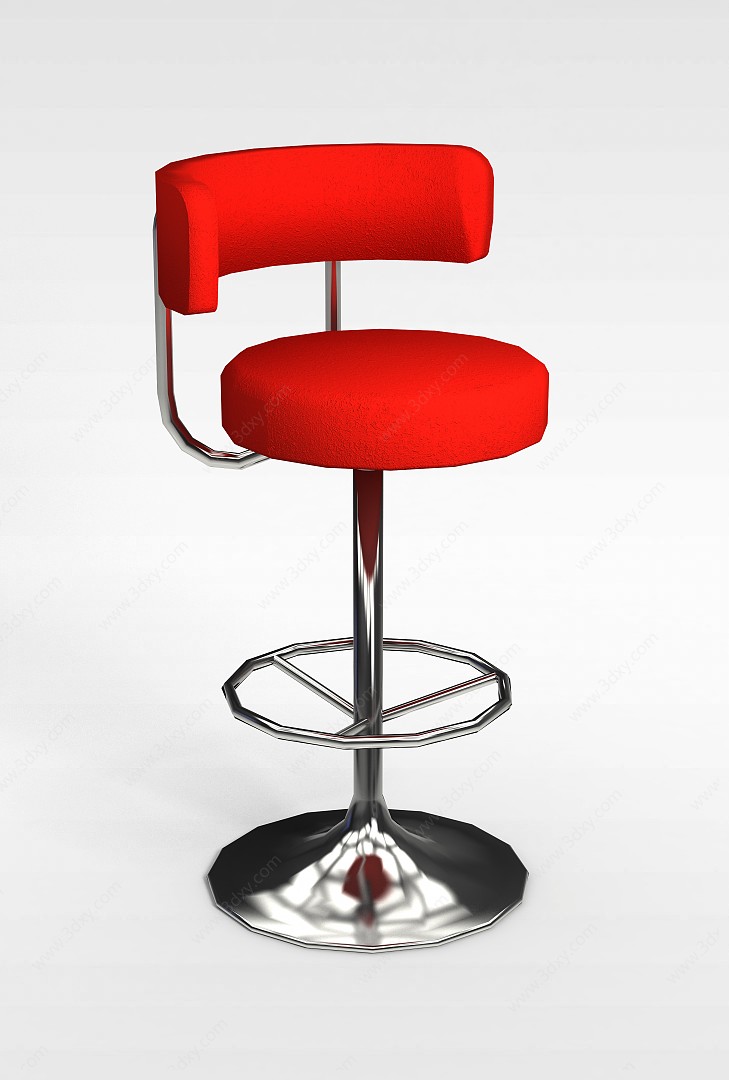 红色不锈钢吧椅3D模型