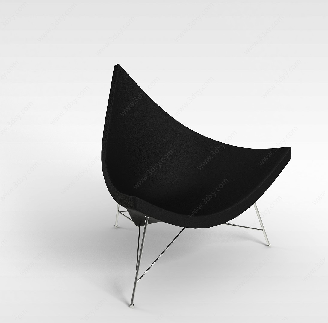 黑色皮质休闲椅3D模型