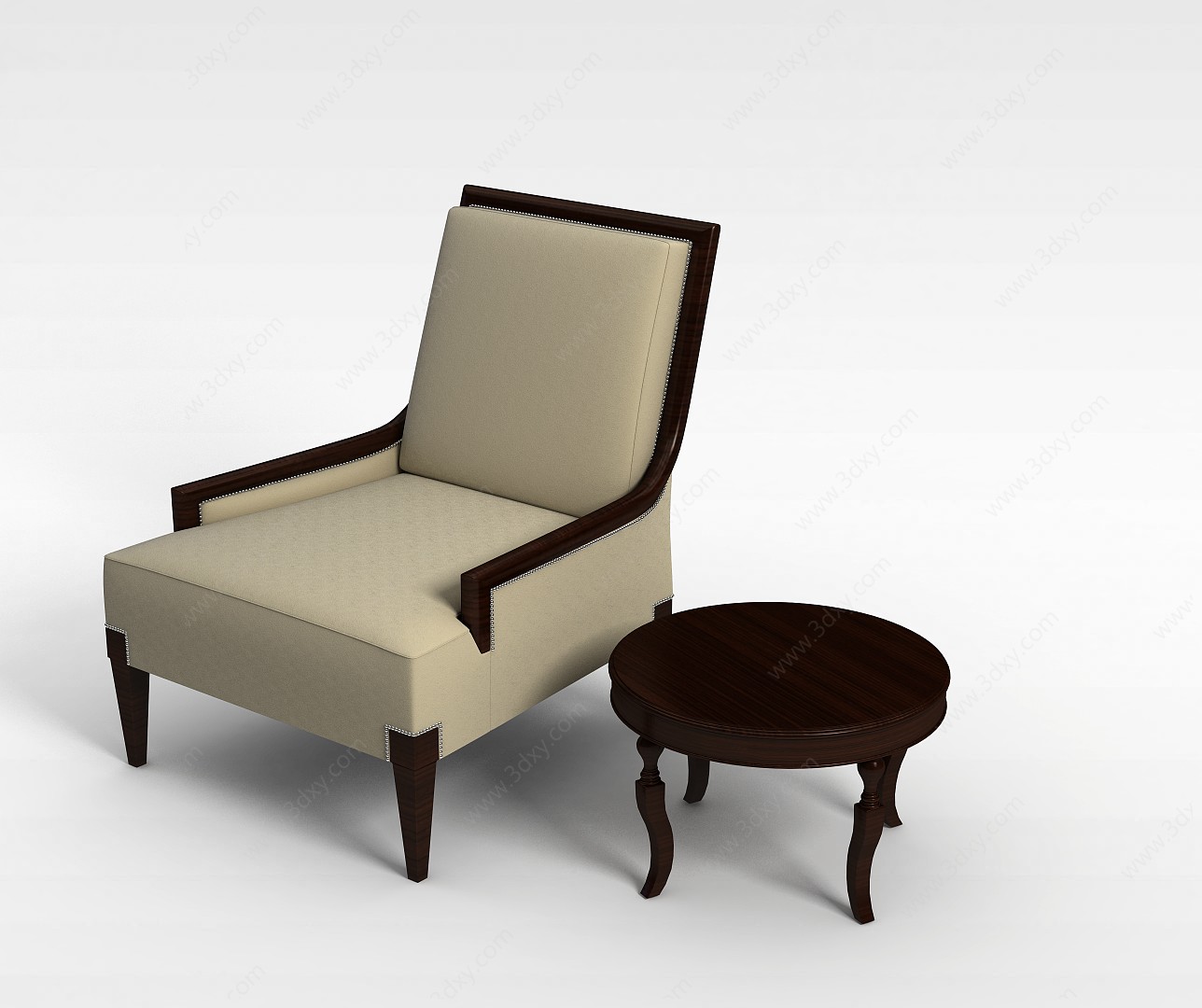 沙发椅和边几3D模型