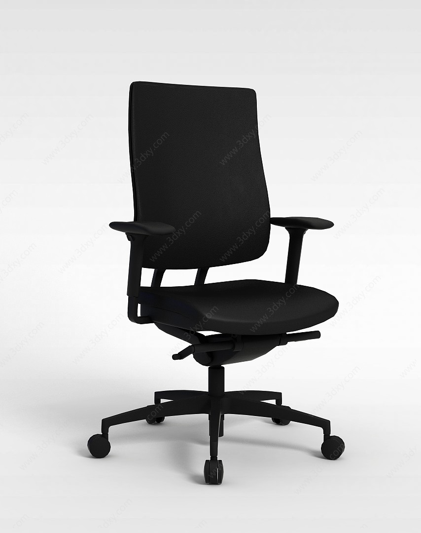 现代黑皮扶手办公椅3D模型