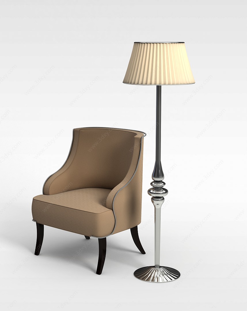 沙发椅和落地灯3D模型