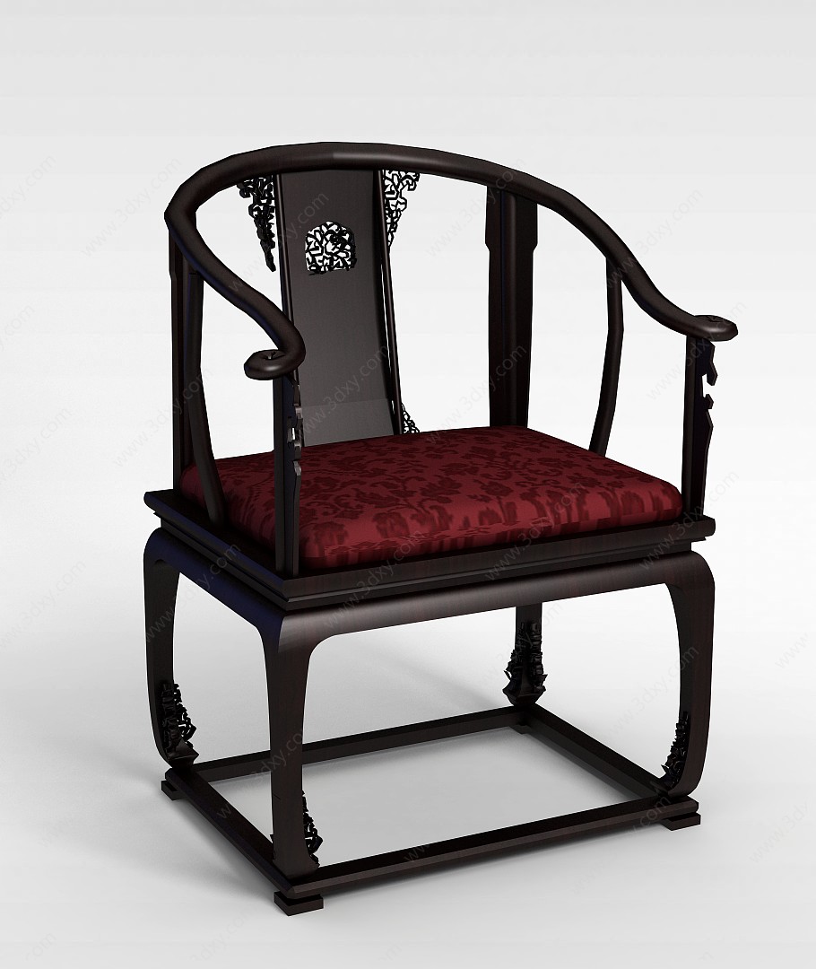 中式红木太师椅3D模型