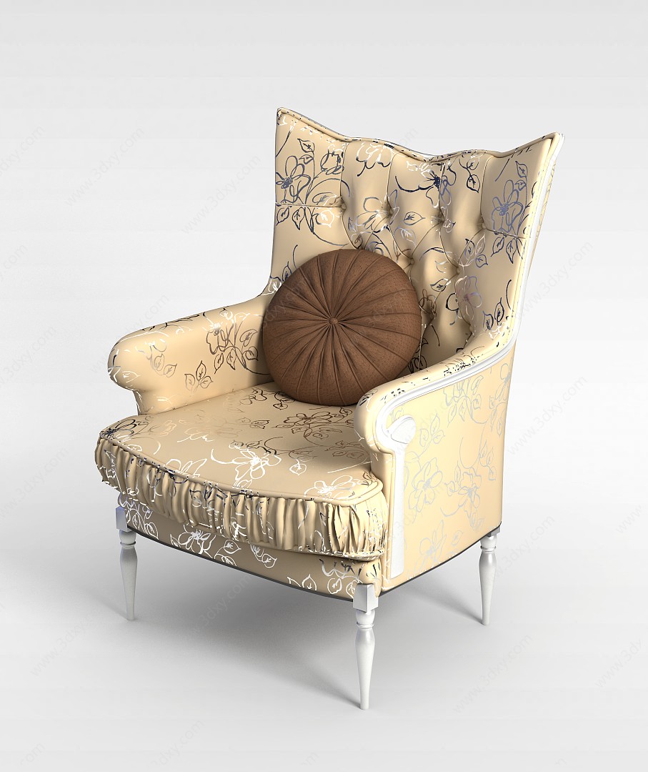 欧式印花扶手椅3D模型