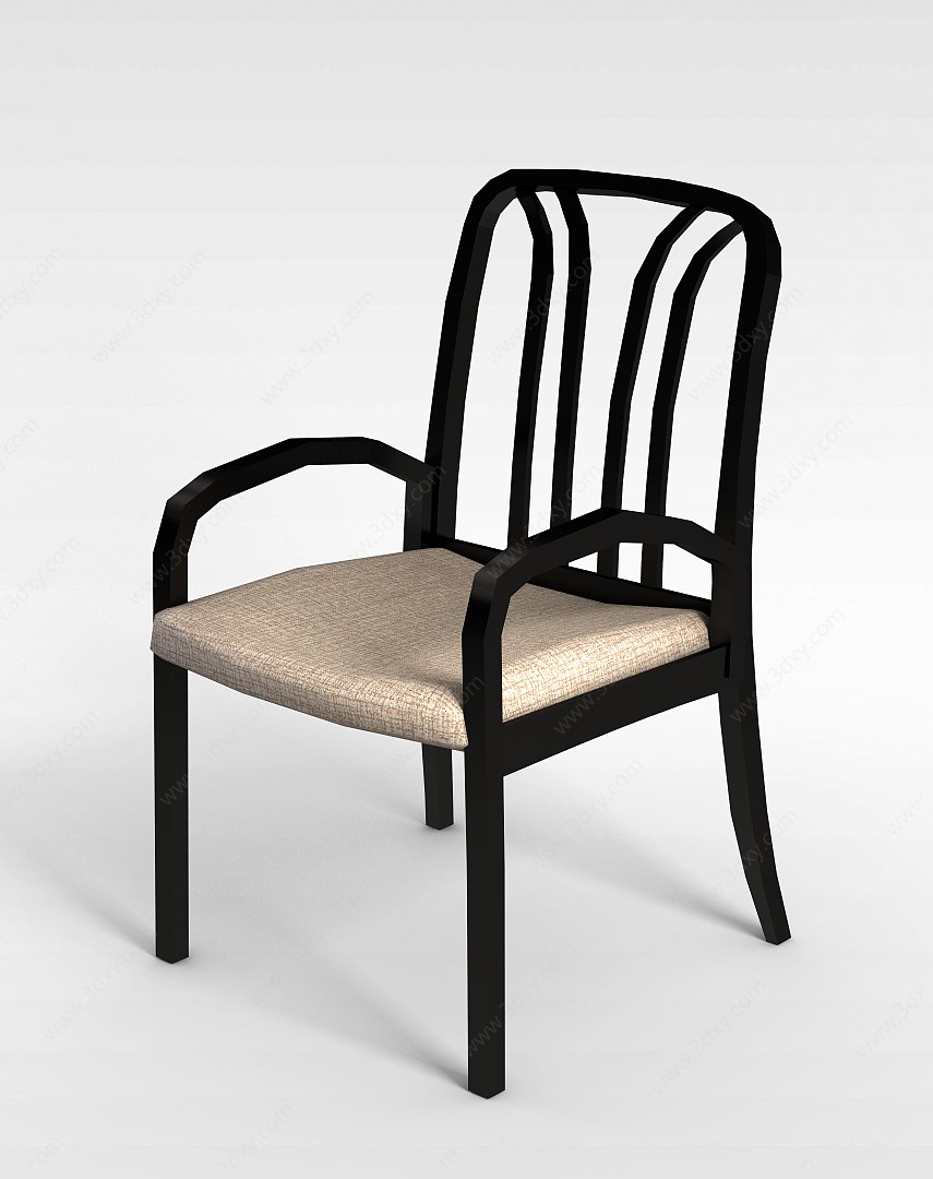 现代实木扶手椅子3D模型