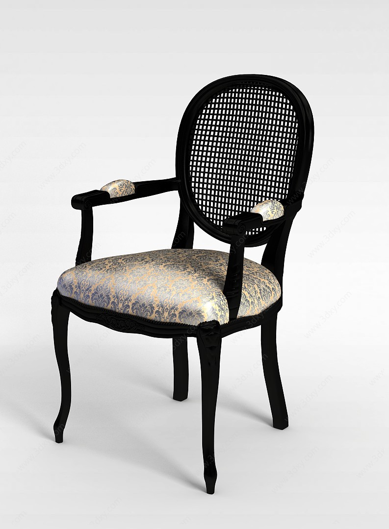 欧式黑木餐椅3D模型
