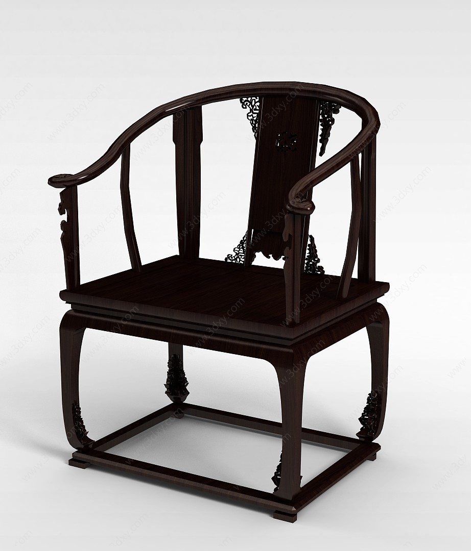 中式红木太师椅子3D模型
