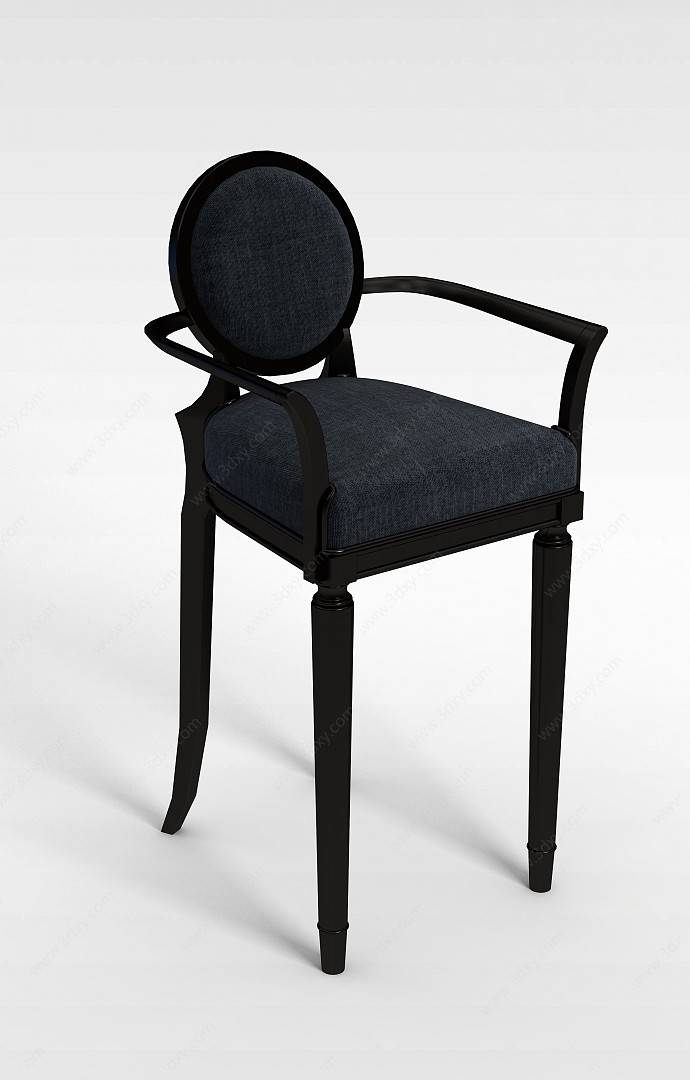 欧式布艺吧椅3D模型