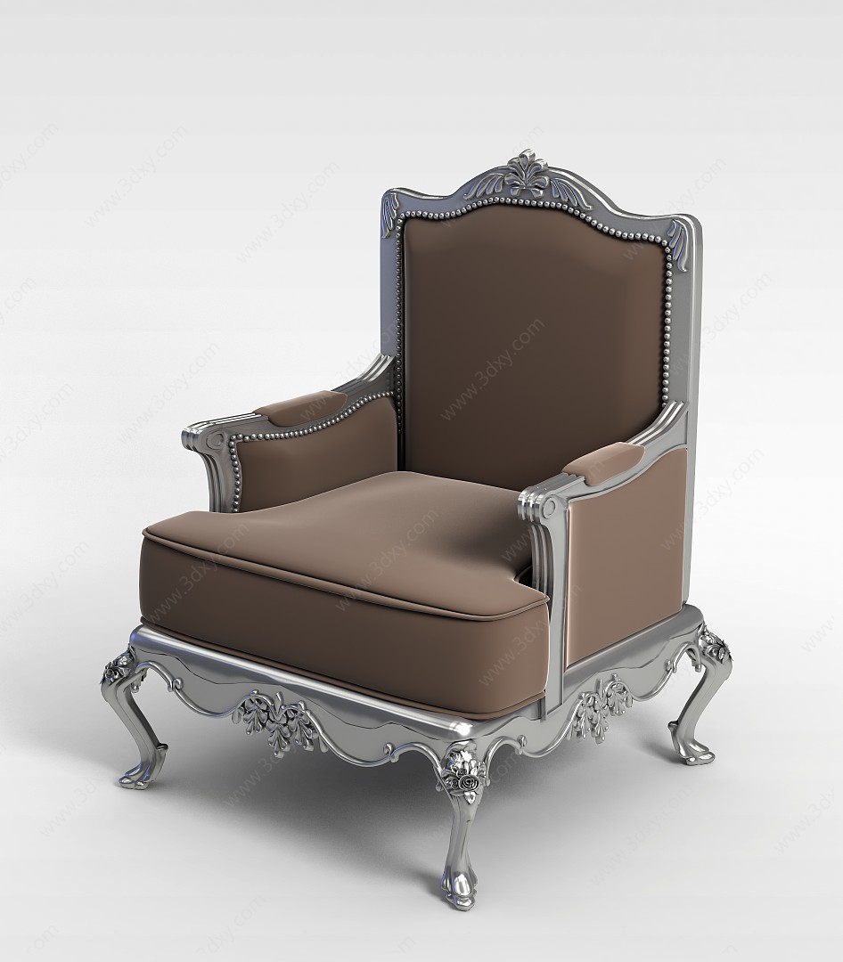 欧式咖色沙发椅3D模型