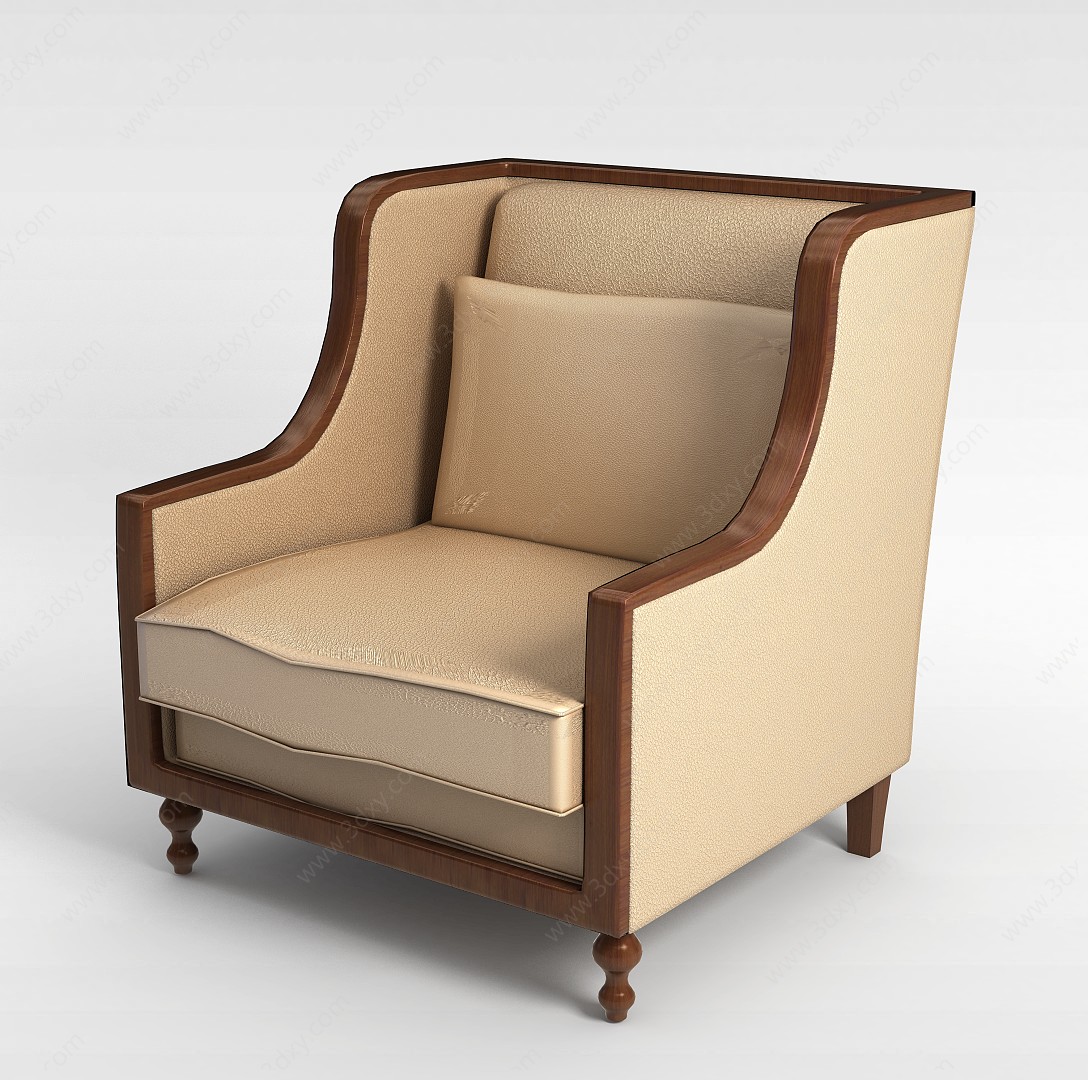 普通欧式沙发椅3D模型