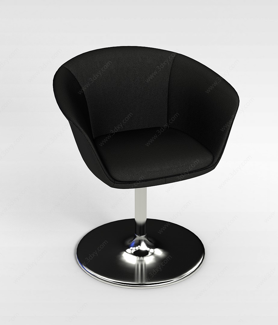 现代黑皮休闲转椅3D模型