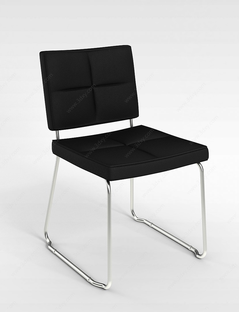 黑皮咖啡椅3D模型