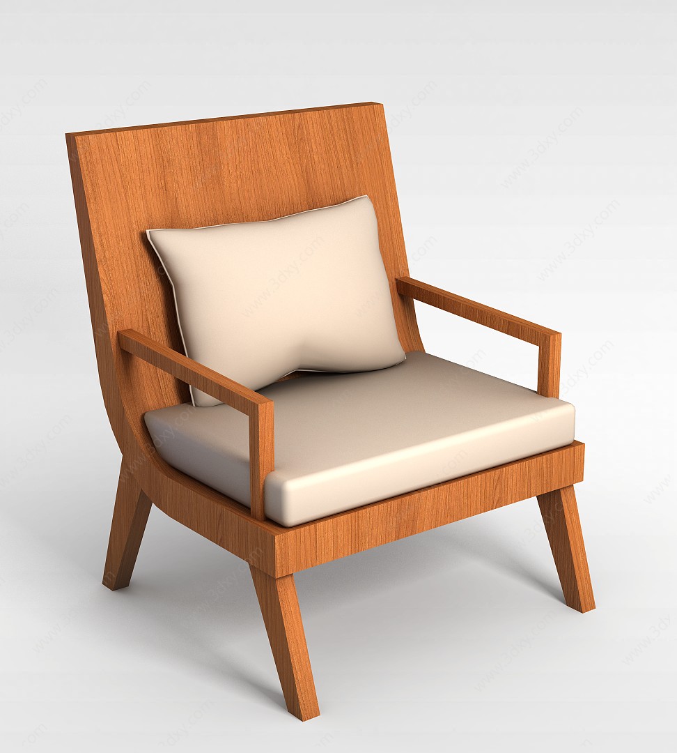 现代榆木座椅3D模型