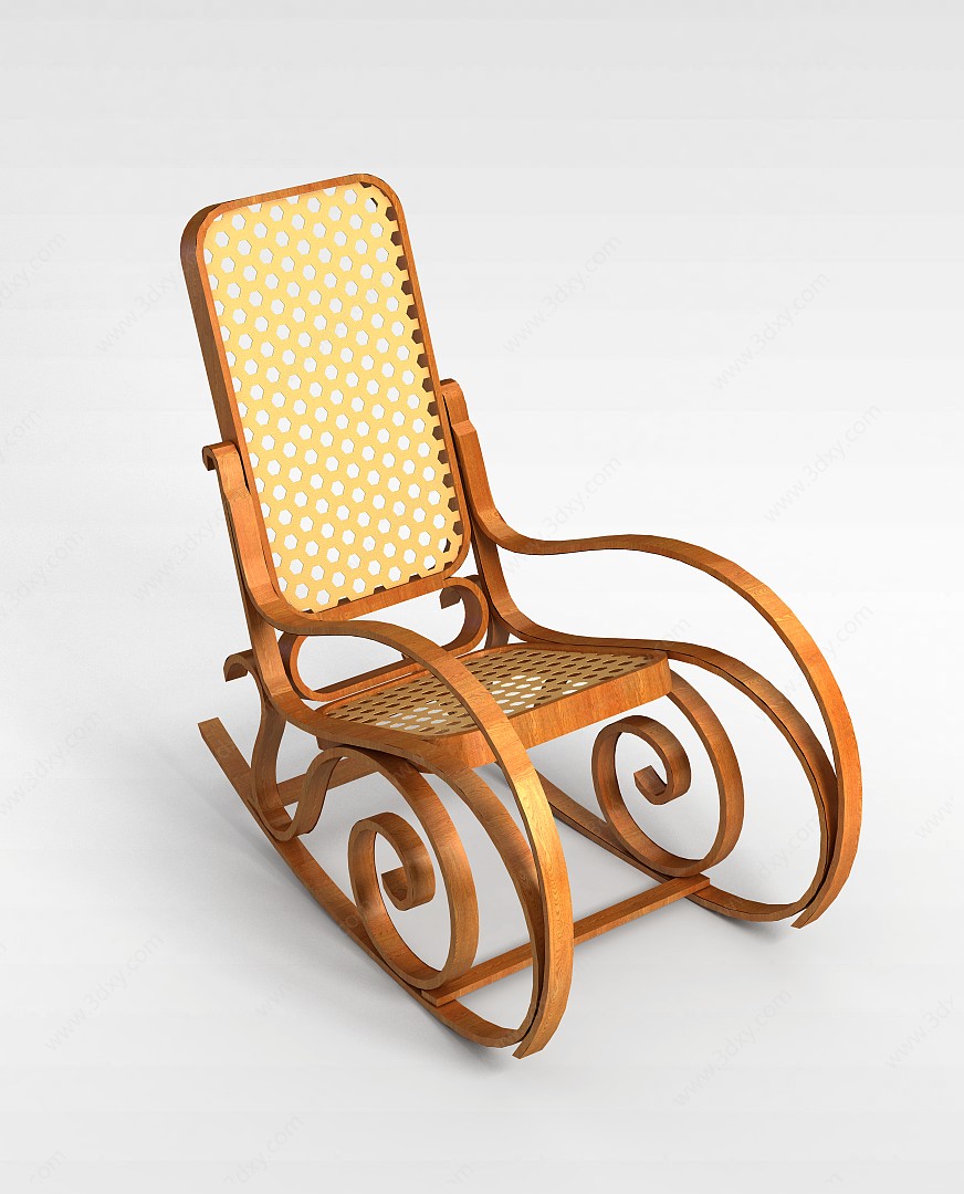 实木摇椅3D模型