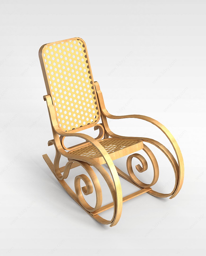 实木摇椅3D模型