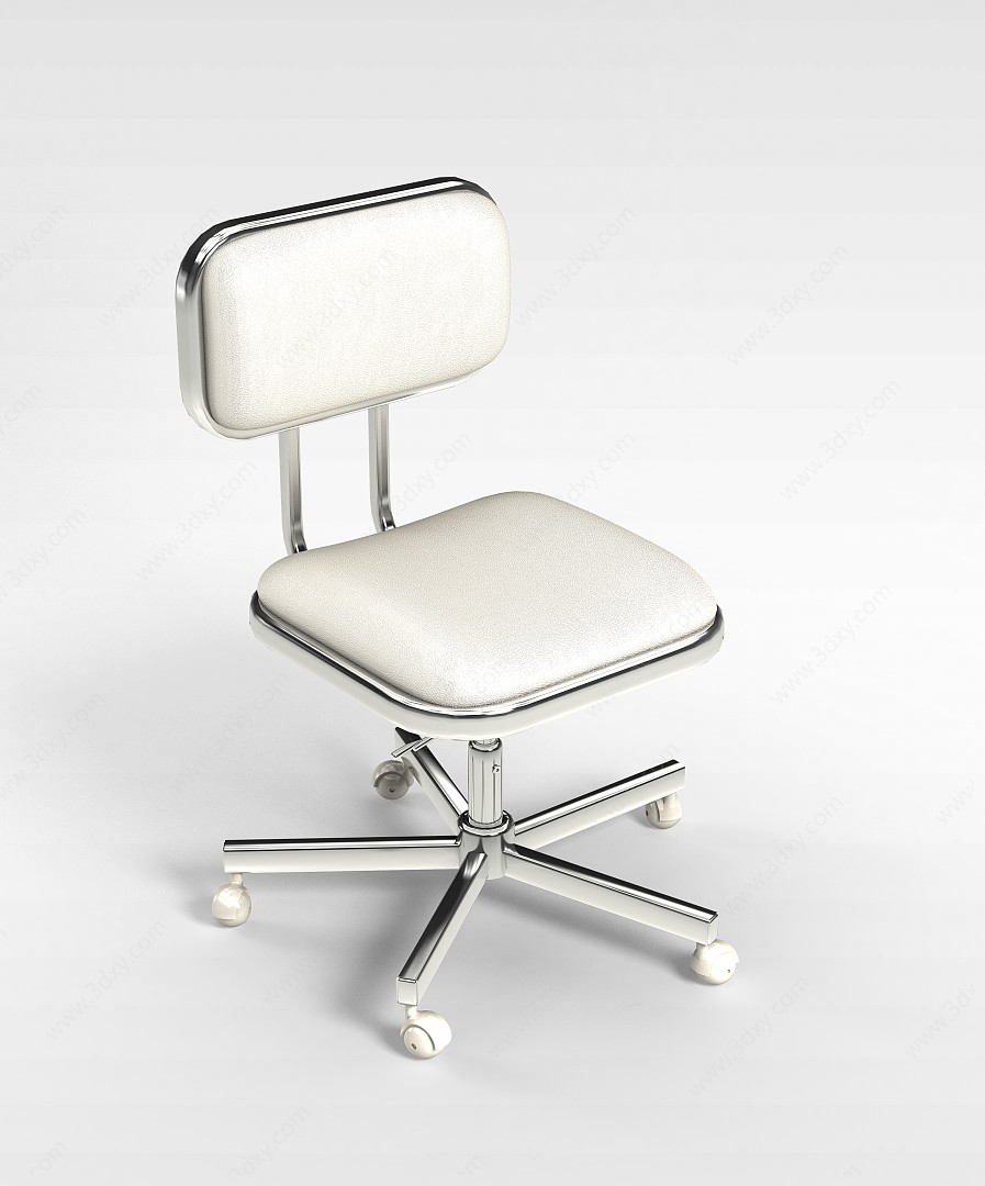 普通白色皮革办公椅3D模型