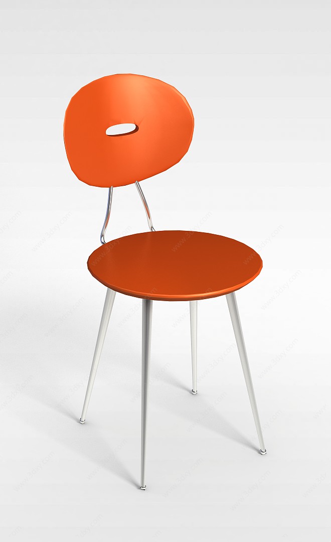 橘黄色靠背椅3D模型