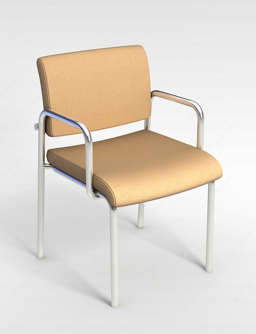 简易黄色皮质座椅3D模型