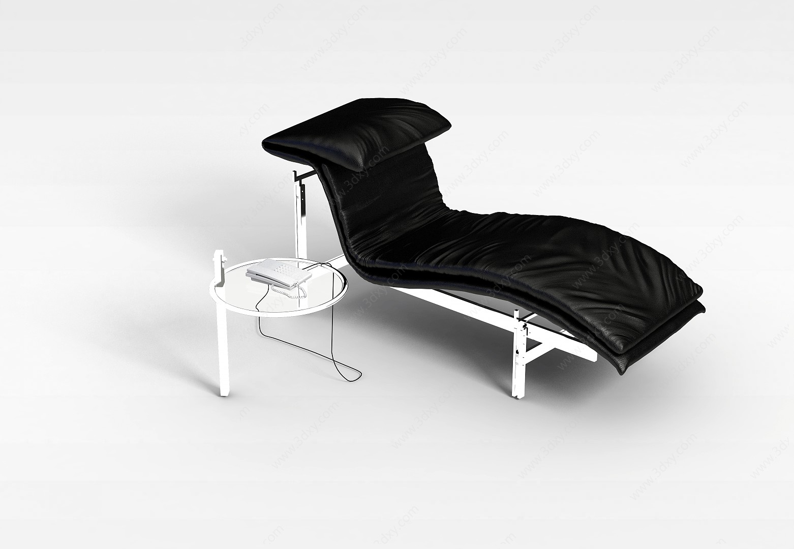 黑皮躺椅和边几3D模型
