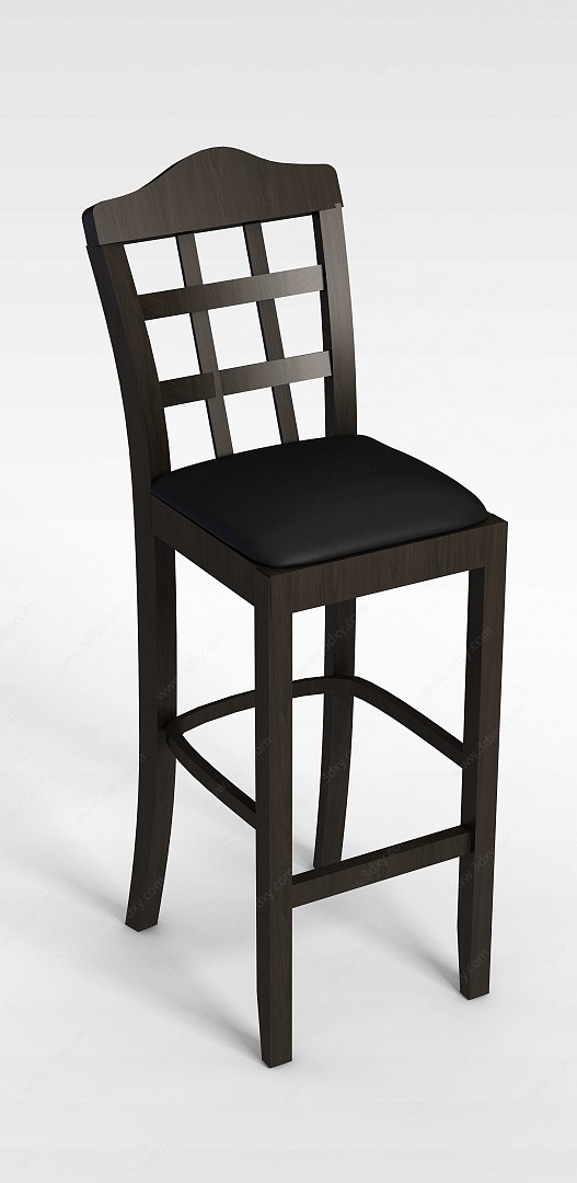现代实木吧椅3D模型