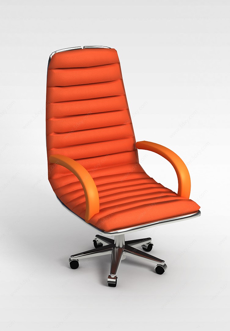 橙色皮质办公椅3D模型