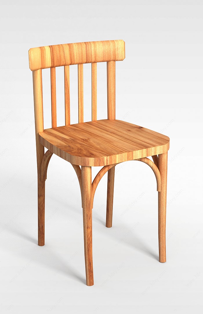 黄色实木椅子3D模型