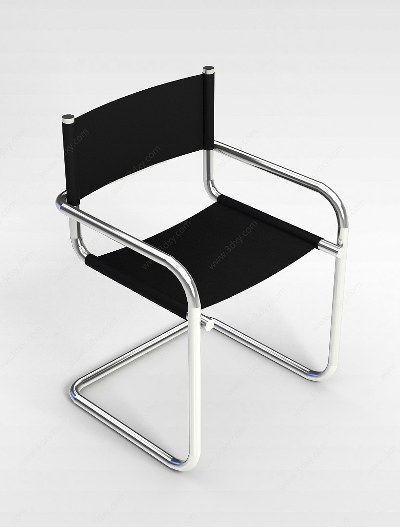 简易不锈钢腿办公椅3D模型