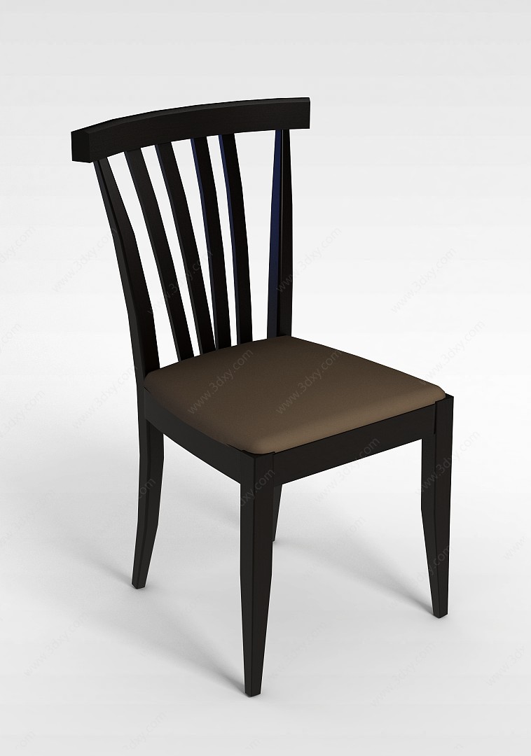 棕色实木靠背椅3D模型