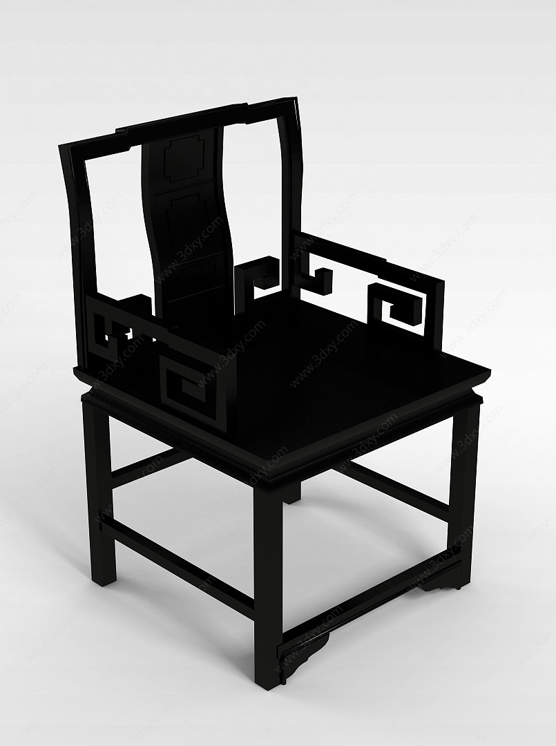 实木中式椅3D模型