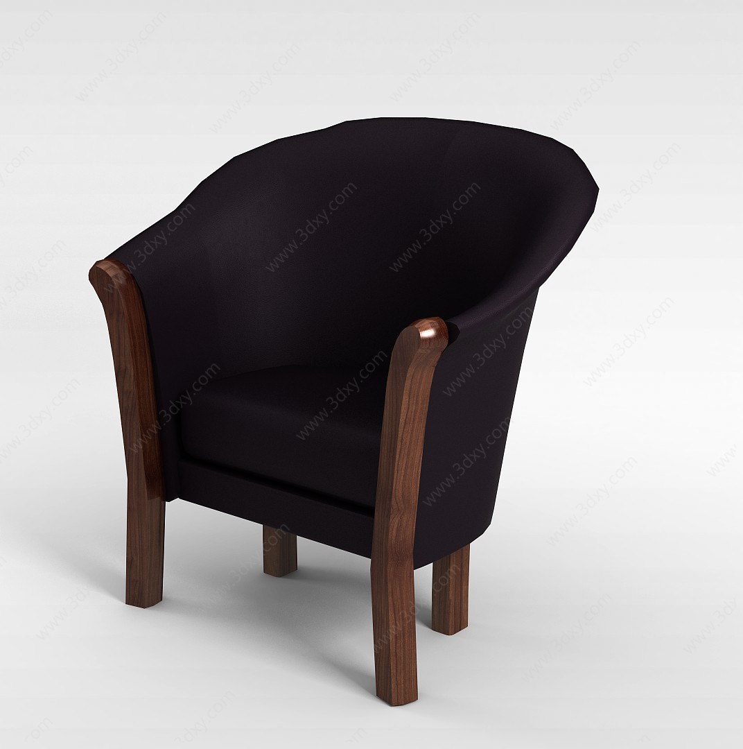 紫色皮质沙发椅3D模型