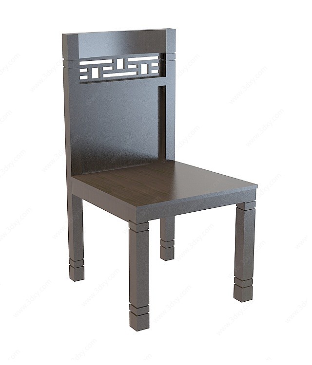 中式实木椅3D模型