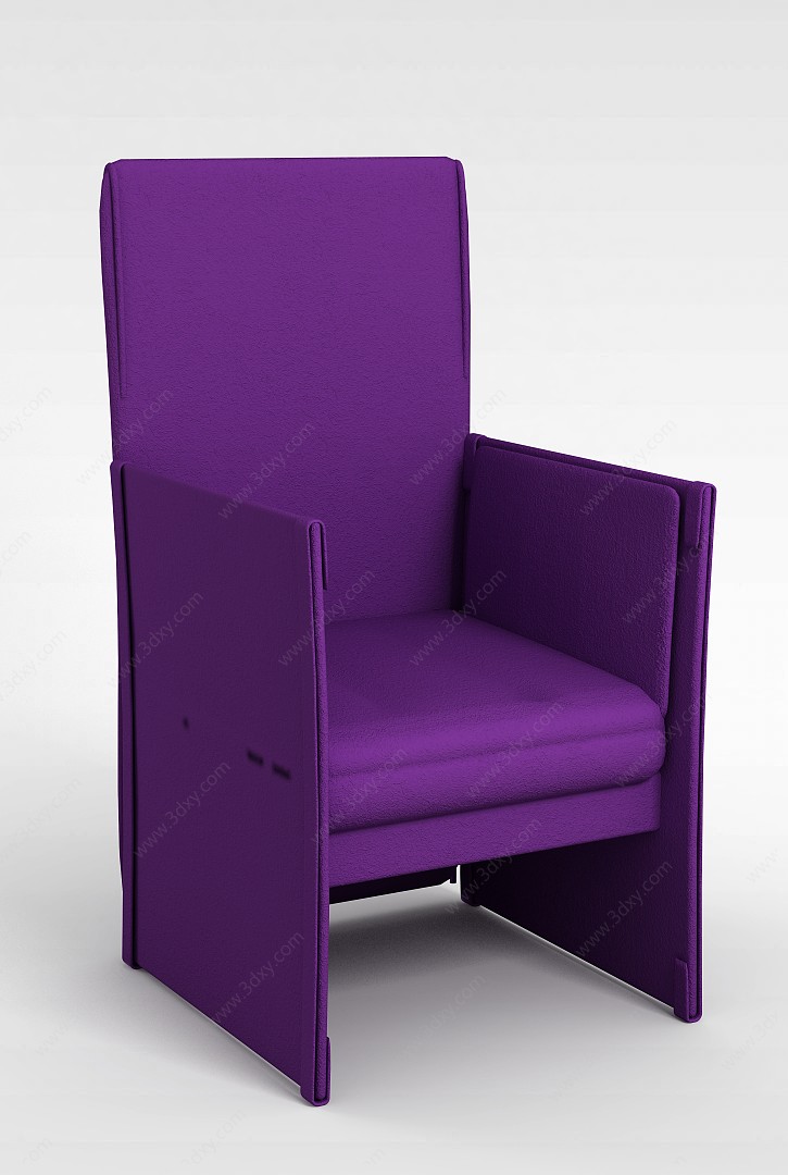 紫色布艺扶手椅3D模型