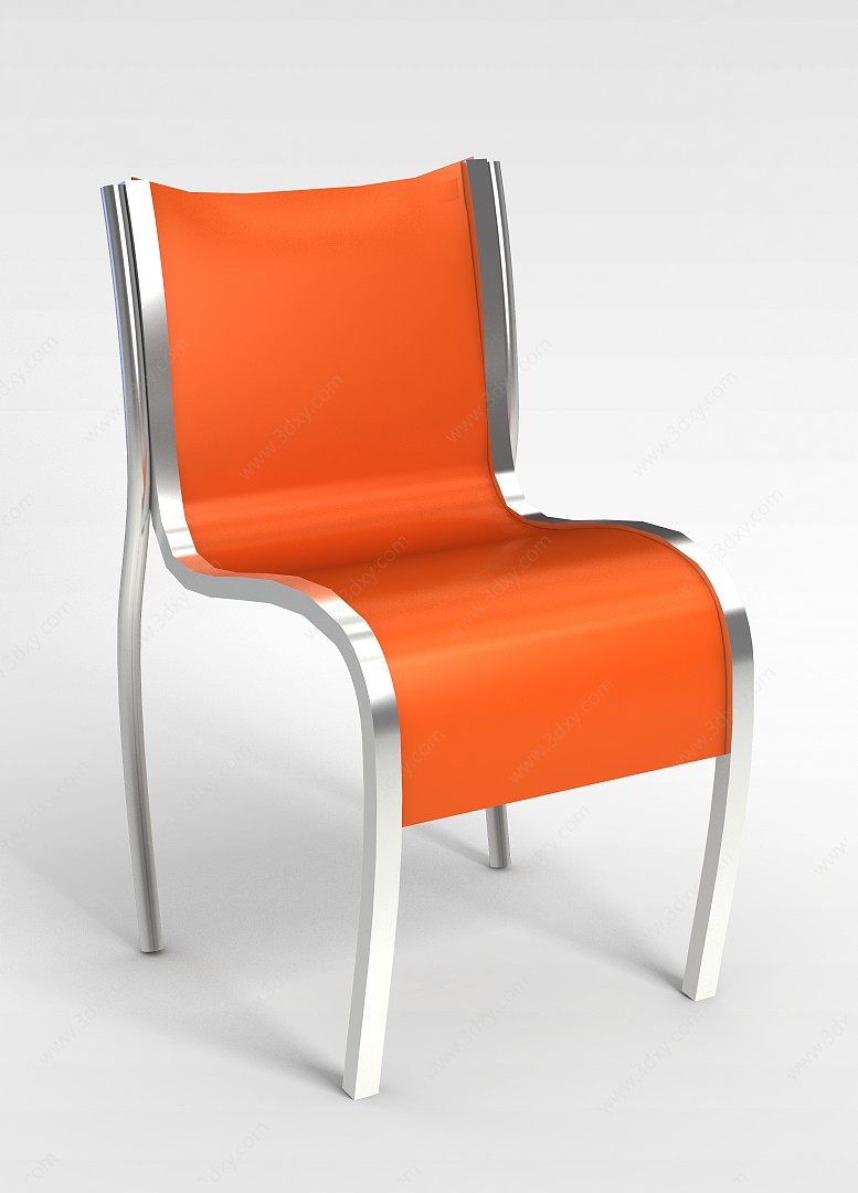 橙色不锈钢腿椅子3D模型
