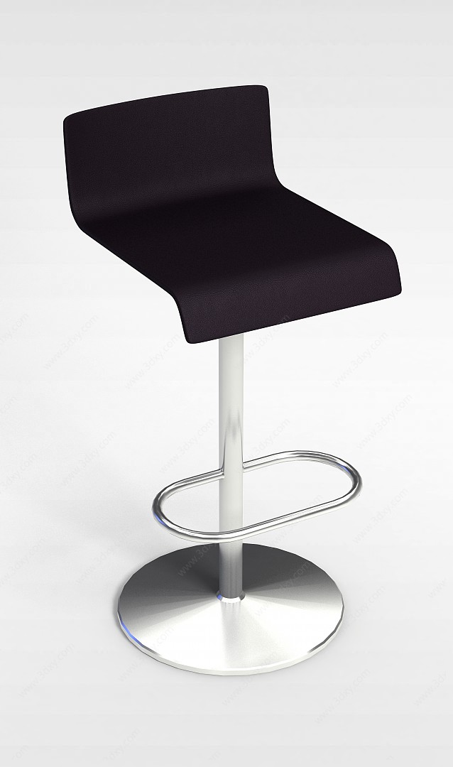 紫色皮质吧椅3D模型