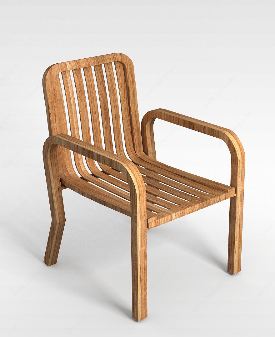 田园风格白木椅子3D模型