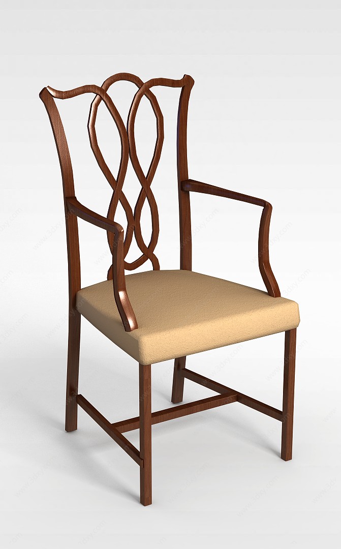 现代实木座椅3D模型