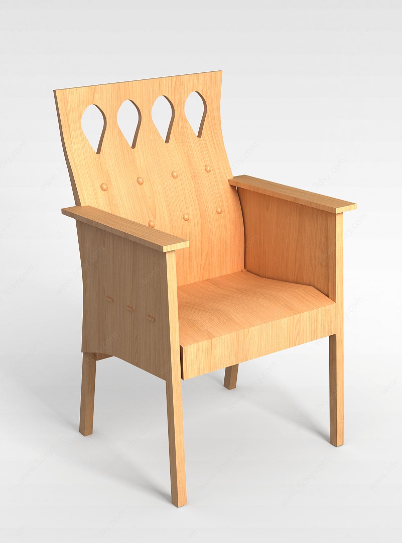 现代实木高背椅3D模型