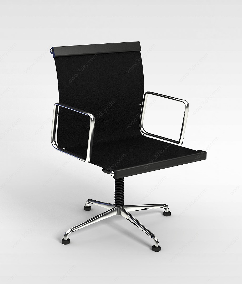 普通黑色皮质办公椅3D模型